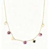 Pink Crystal Hearts Necklace - B251