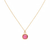 Pink Gem Gold Necklace - B566