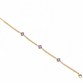 Purple Gem Square Link Bracelet - B602