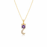 Purple Stone Curve Gold Necklace - B581