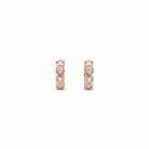 Rose Gold Bezel Set Crystal Hoop Earrings - B709