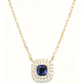 Royal Sapphire Halo Necklace - B256