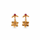 Ruby Bloom Floral Drop Earrings - B679