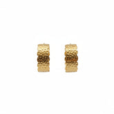 Textured Dome Gold Hoop Earrings - B654