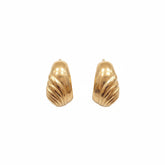 Textured Dome Gold Stud Earrings - B672