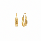 Textured Gold Crescent Hoop Earrings - B685