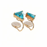 Triangle Blue Gemstone Stud Earrings - B606