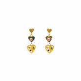 Triple Heart Enamel Drop Earrings - B680