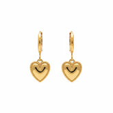 Vintage Gold Heart Drop Earrings - B644