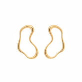 Wavy Open Gold Hoop Earrings - B623