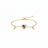 Golden Heart & Wing Charm Bracelet - B474
