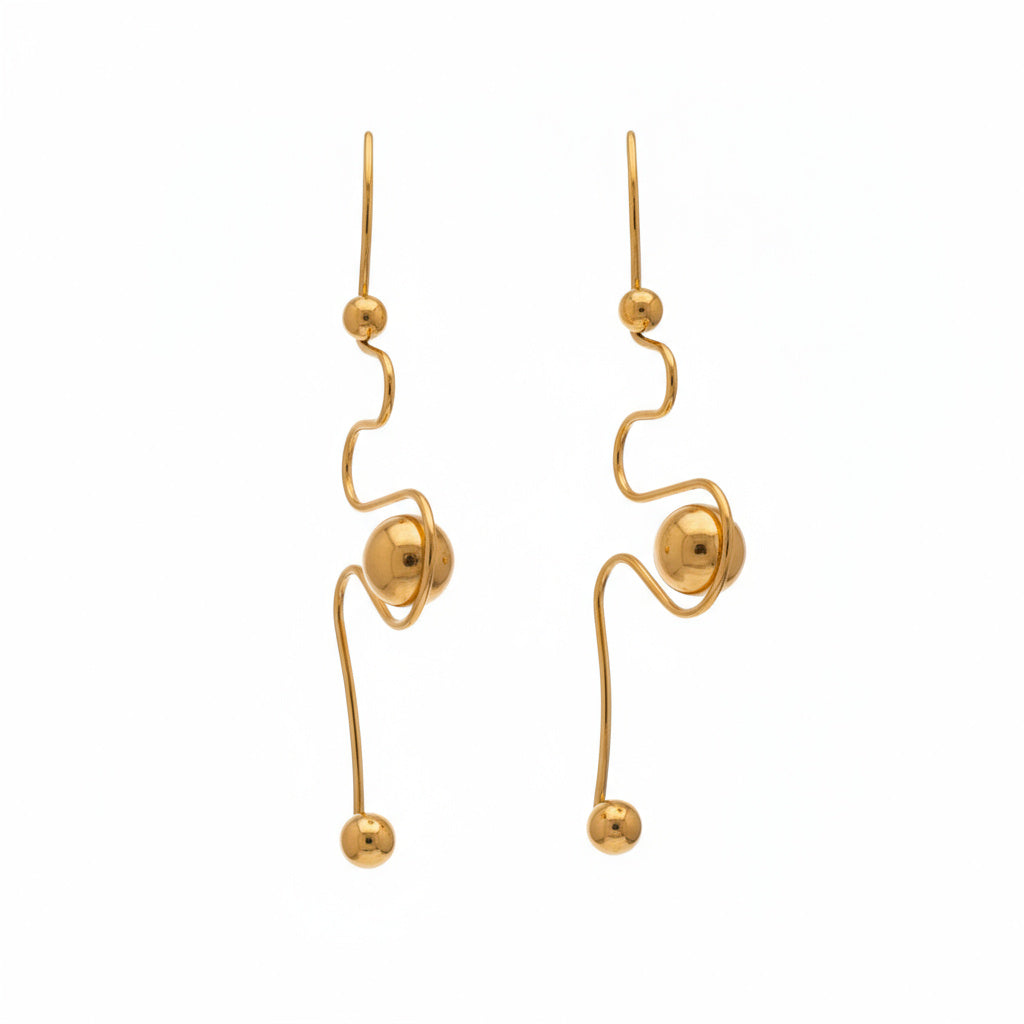 Abstract Wave Drop Earrings - B645