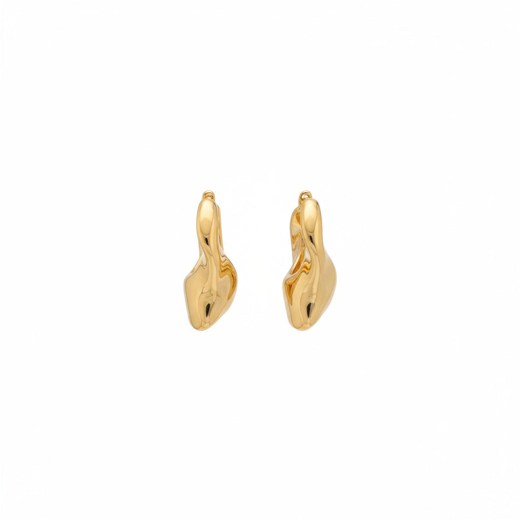 Abstract Gold Hoop Earrings - B643