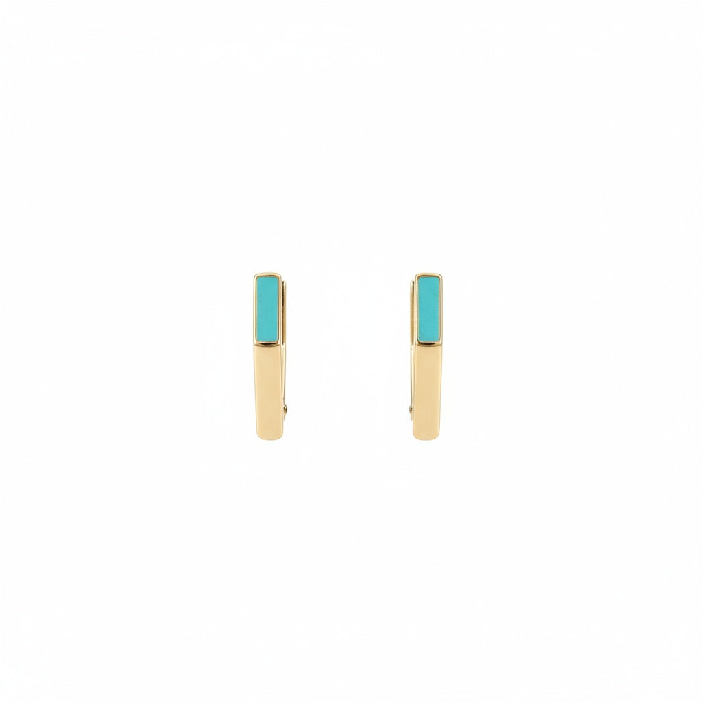 Aqua Edge Minimal Gold Hoop Earrings - B708