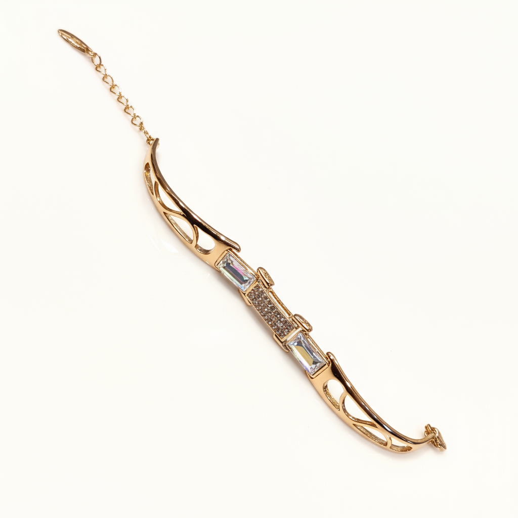 Golden Crystal Cutout Bracelet - B482