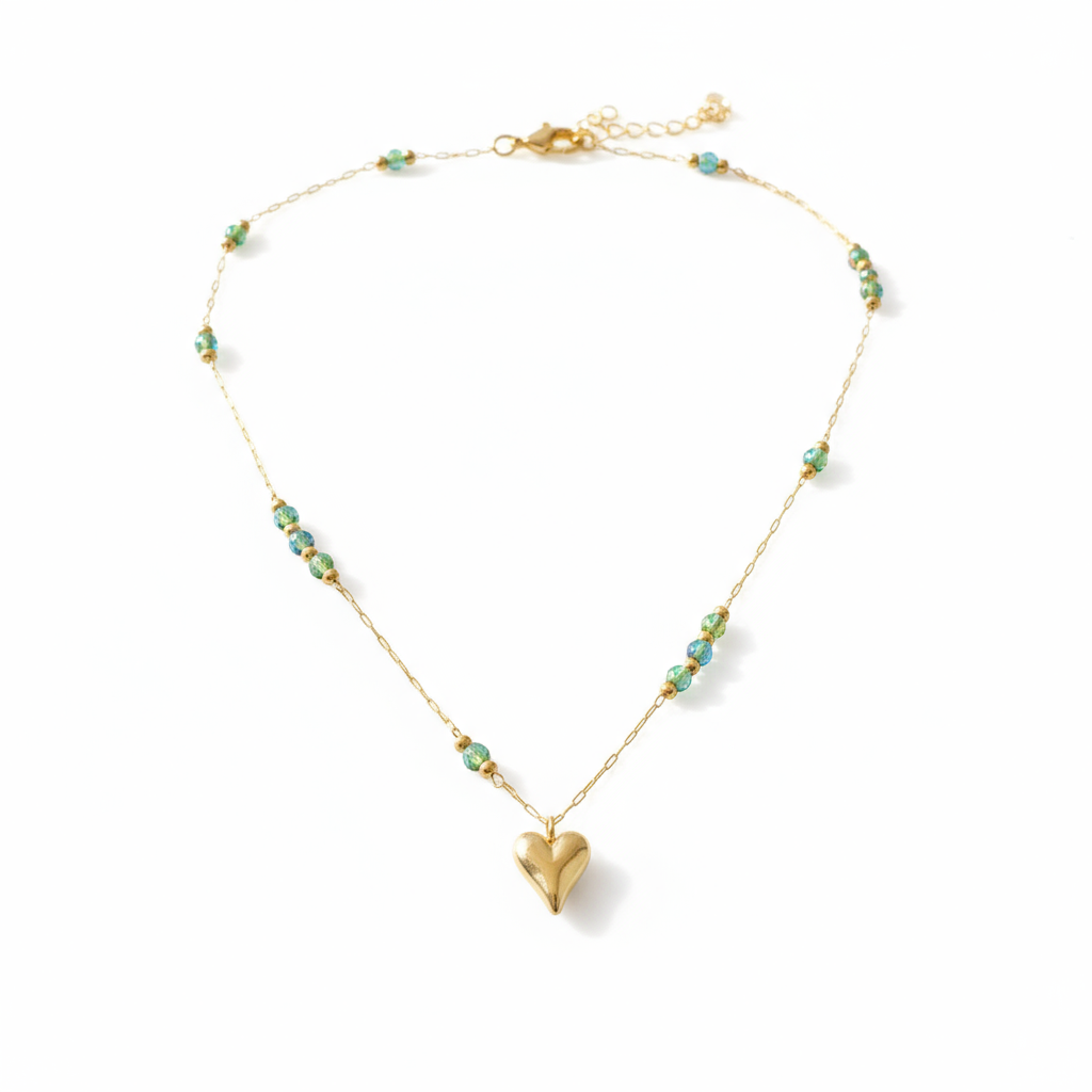 Beaded Heart Glow Necklace - B544