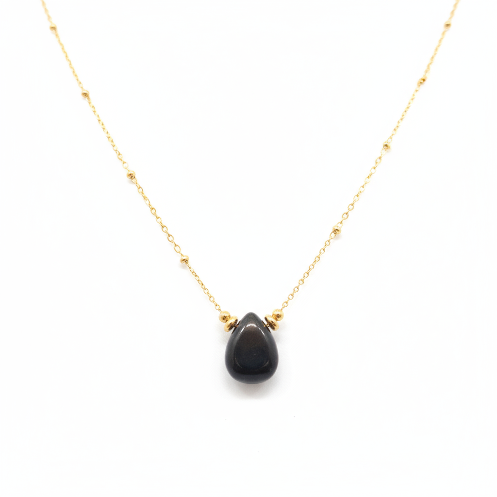 Black Glow Pendant Necklace - B555