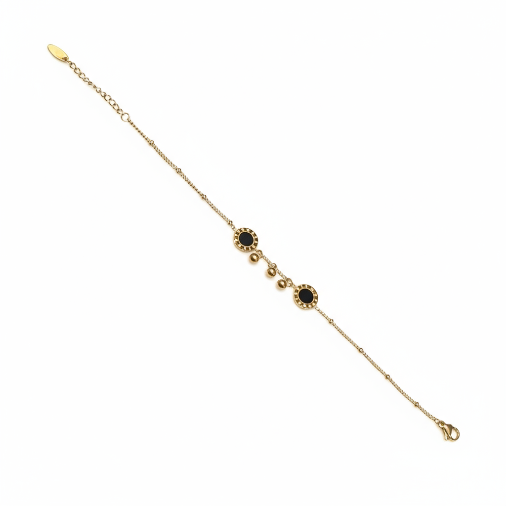 Black Stone Elegant Chain Bracelet - B483