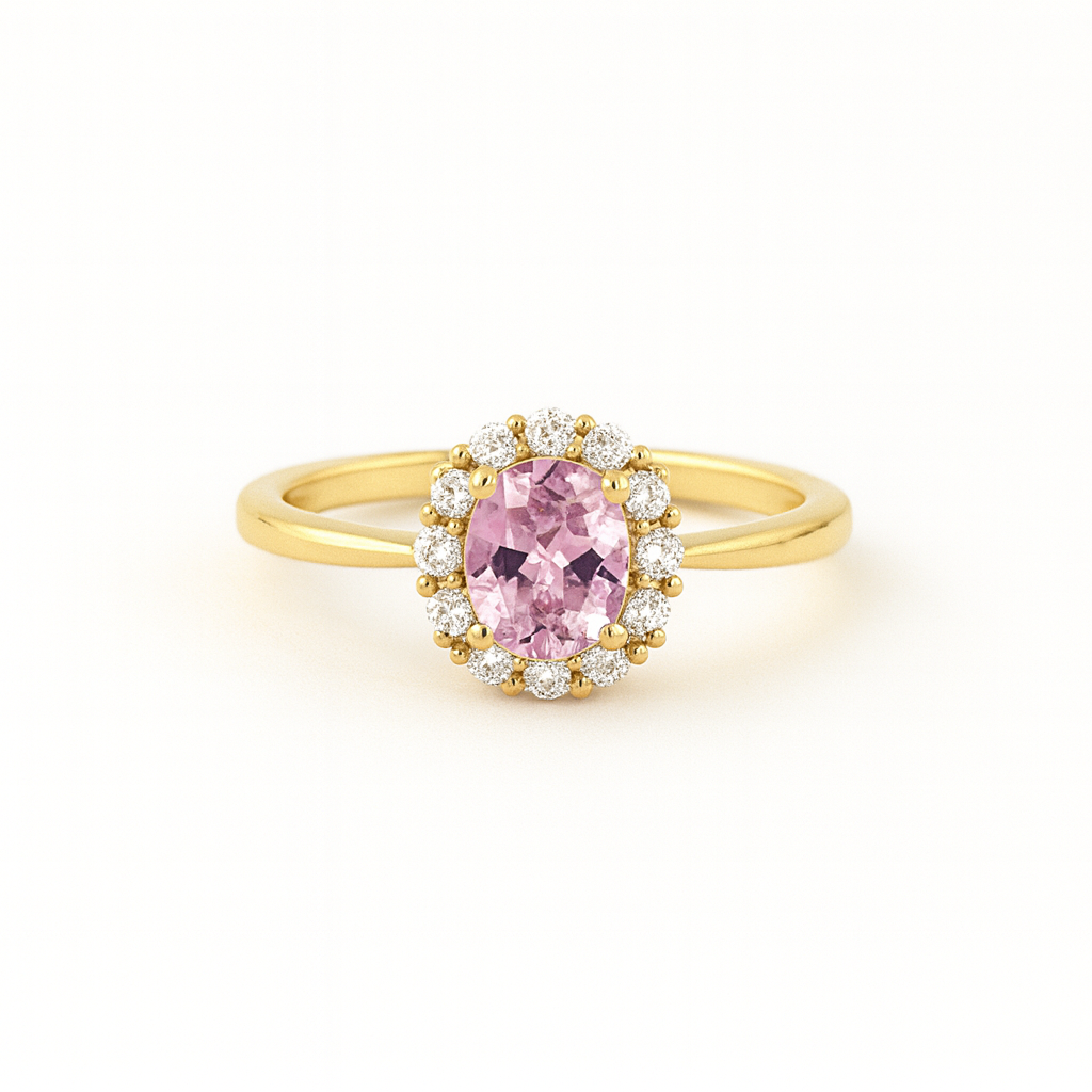 Blush Halo Pink Gemstone Ring