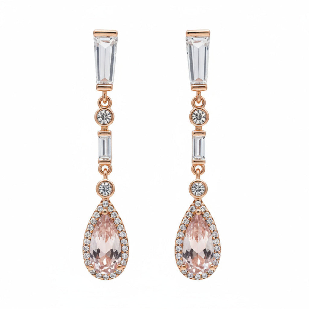 Blush Teardrop Crystal Earrings - B407
