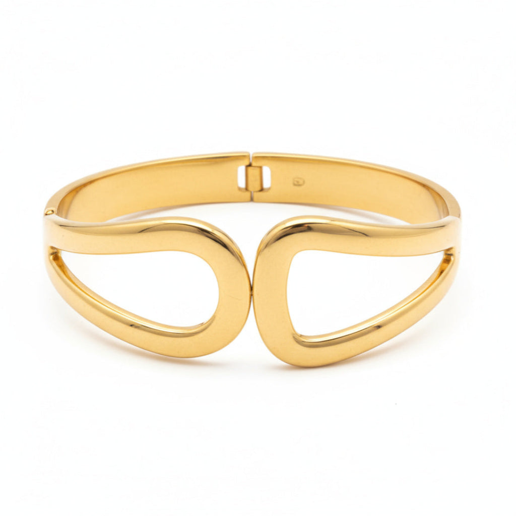 Bold Golden Wave Cuff Bracelet - B011