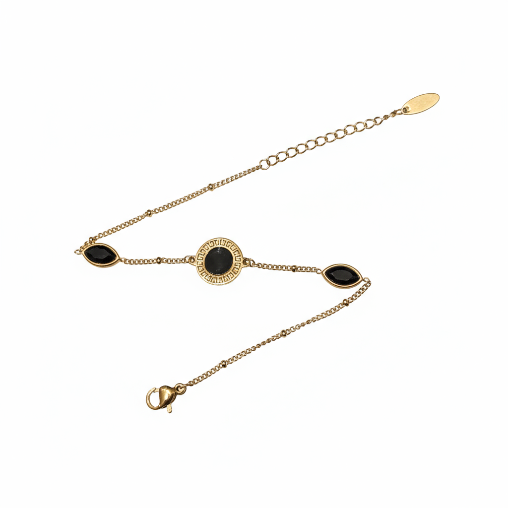 Triple Black Stone Elegant Bracelet - B484