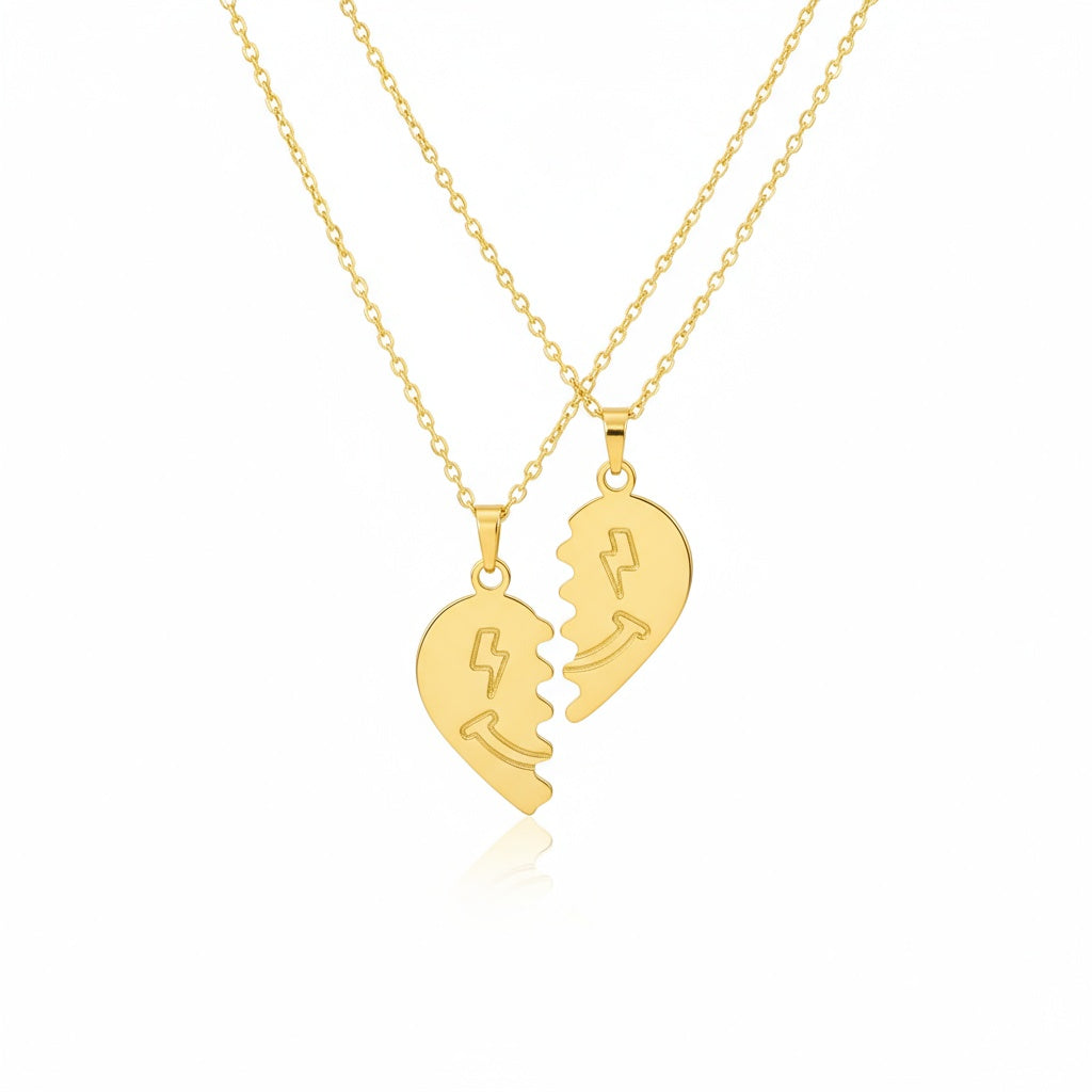 Broken Heart Couple Gold Necklace - B569
