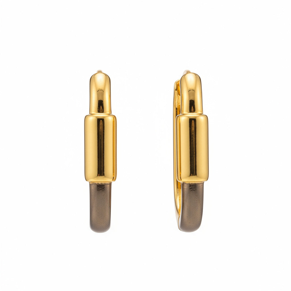 Chunky Tube-Style Gold Hoop Earrings - B620