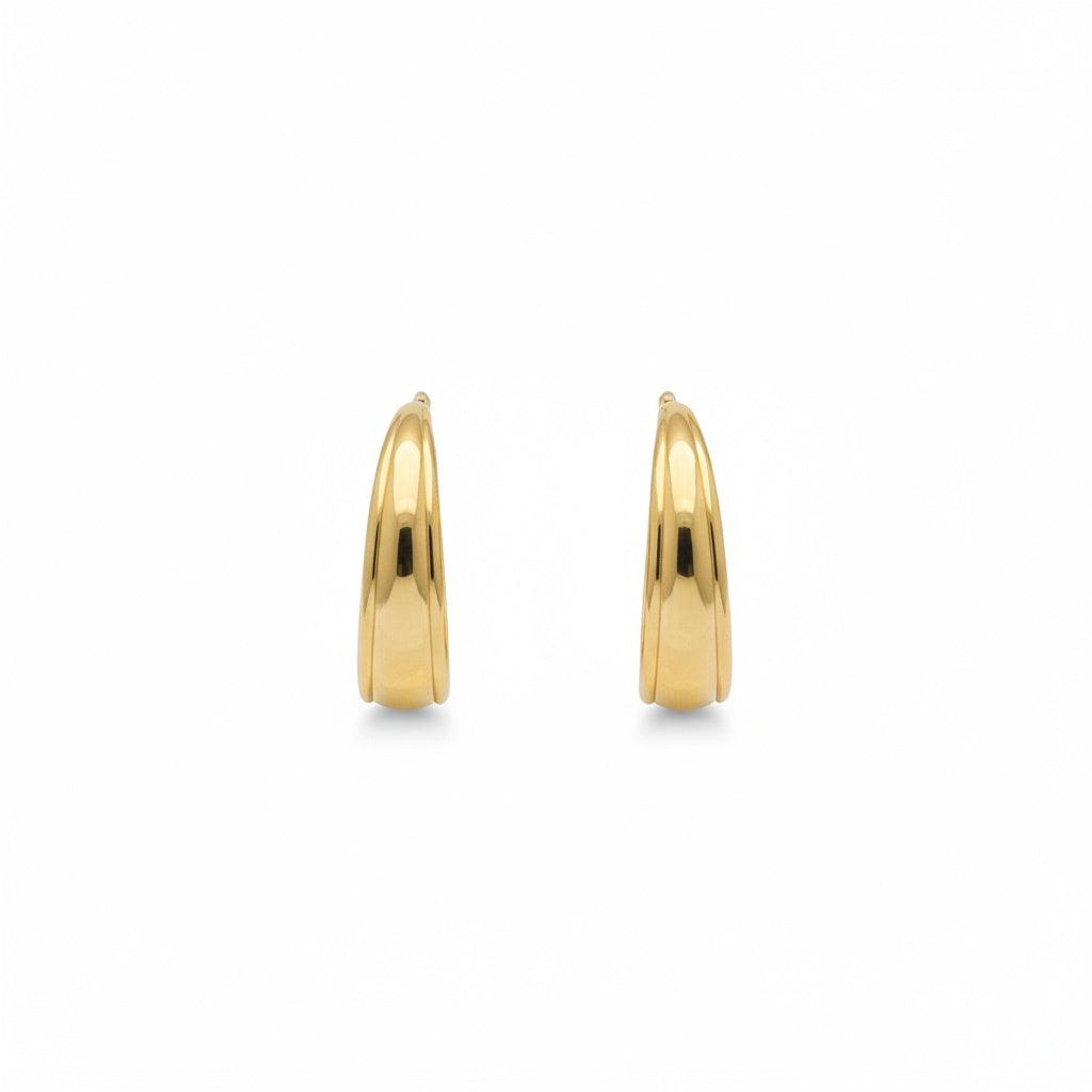 Classic Gold Textured Hoop Earrings - B712