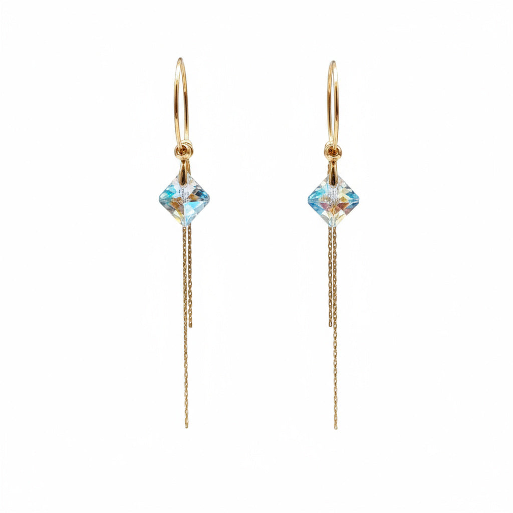 Crystal Prism Tassel Earrings - B634