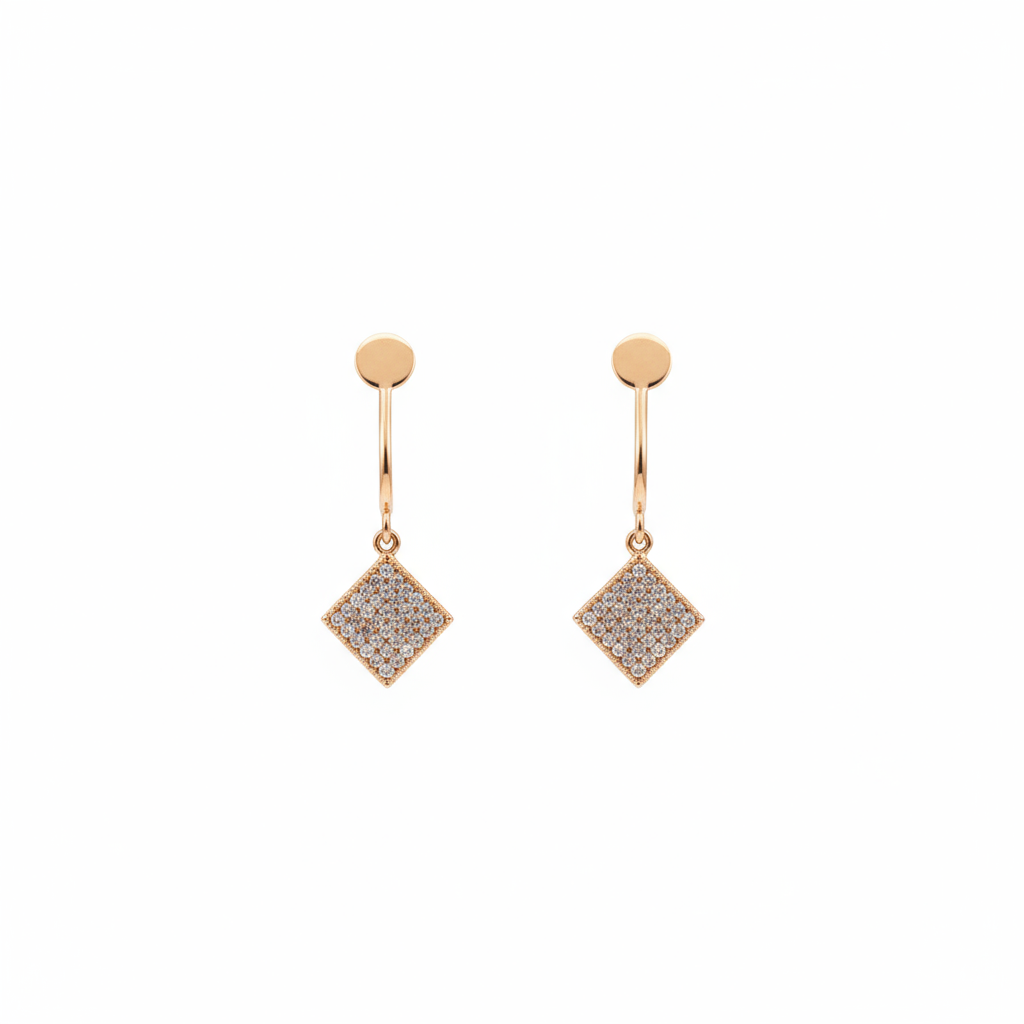 Diamond-Shape Drop Earrings - B690