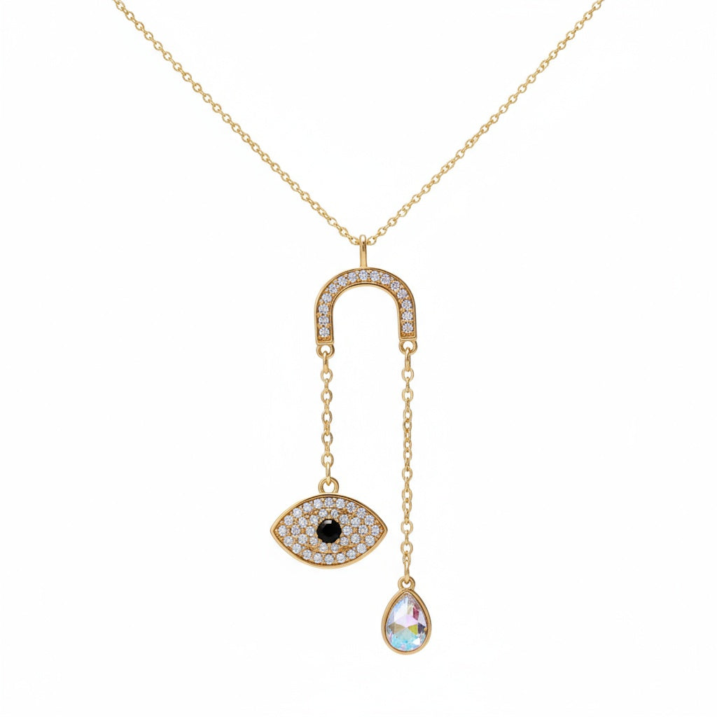 Evil Eye Drop Gold Necklace - B576