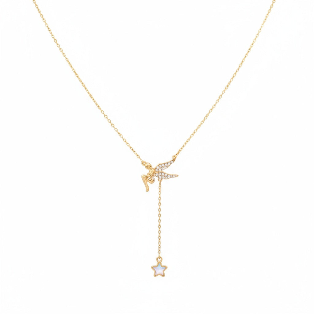 Fairy Star Drop Gold Necklace - B578