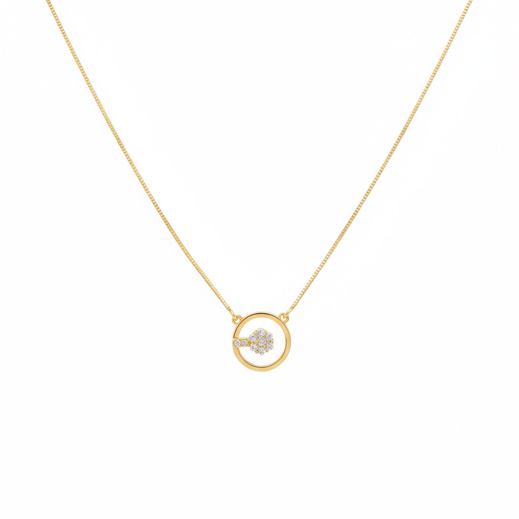 Floral Circle Gold Necklace -B565
