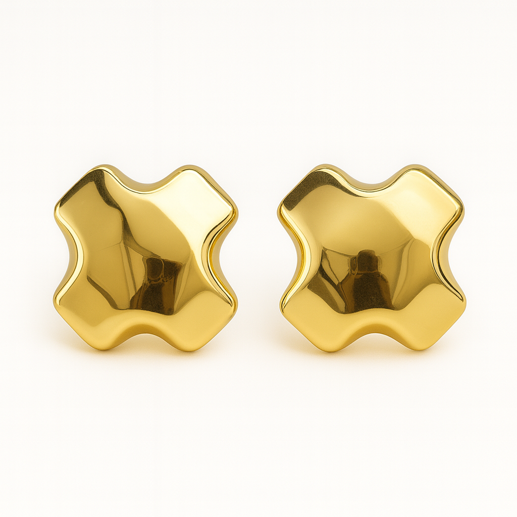 Gold Abstract Geometric Stud Earrings