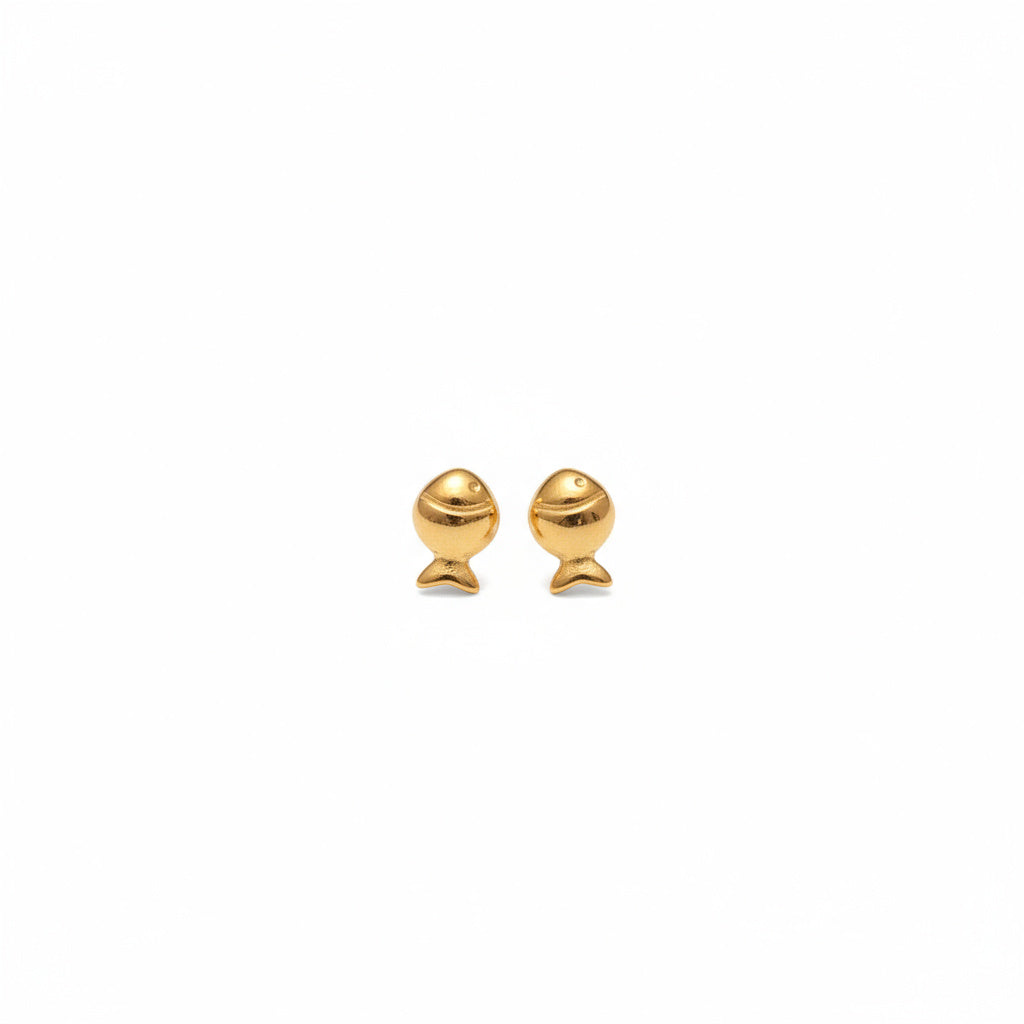 Gold Fish Stud Earrings - B641