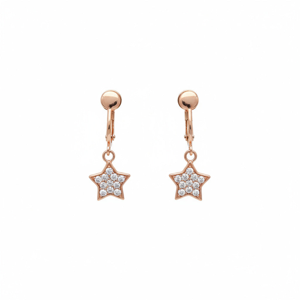 Gold Star Dangle Earrings - B626