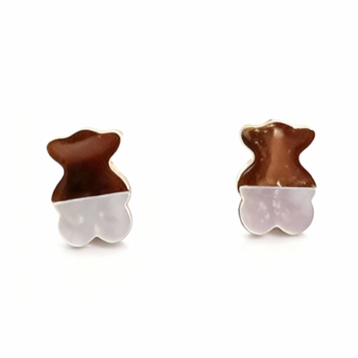 Gold & White Bear Stud Earrings - B611