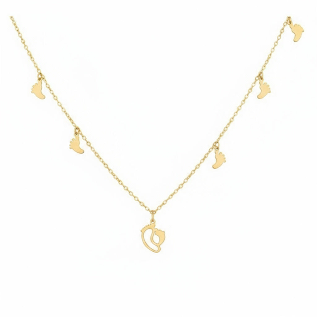 Golden Baby Feet Necklace - B215