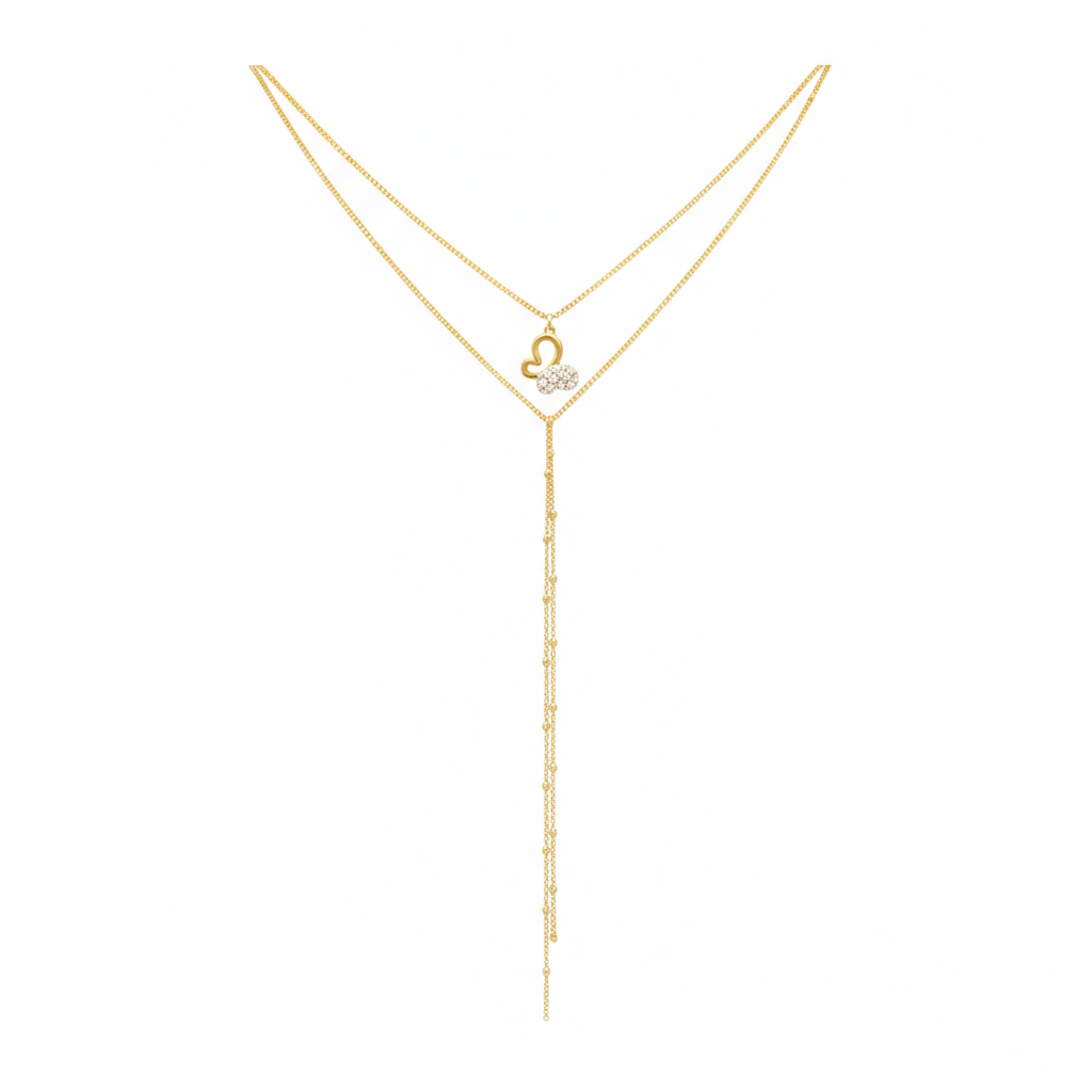 Golden Butterfly Layered Necklace-B531