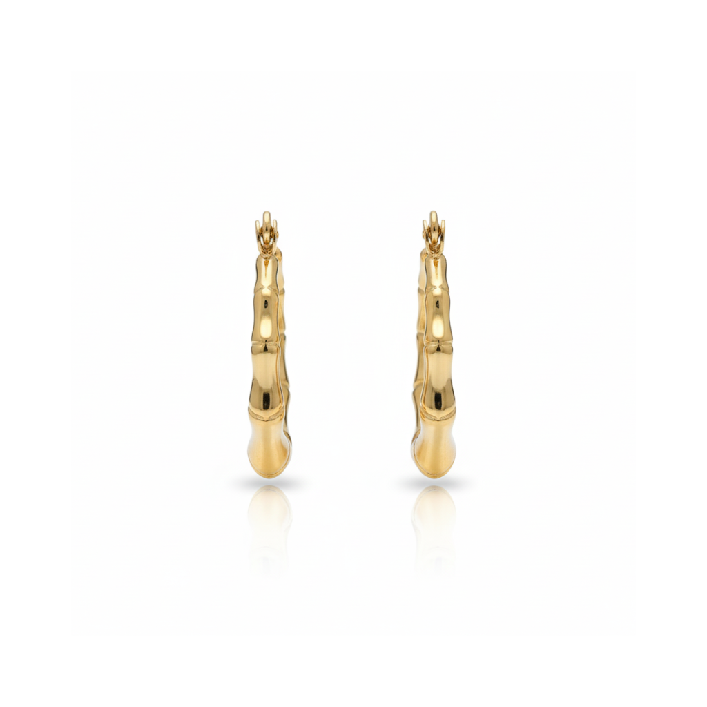 Golden Cane Hoops Earrings - B372