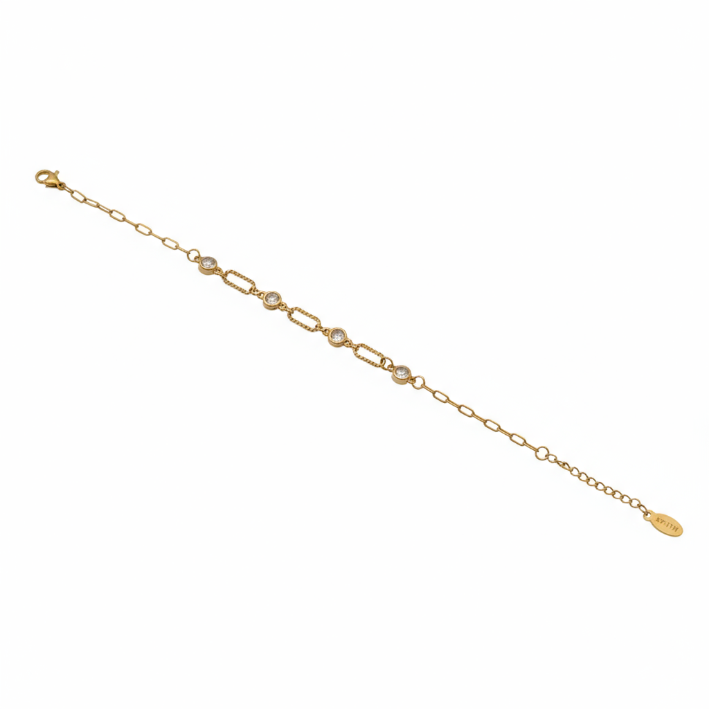 Golden Crystal Link Bracelet - B422