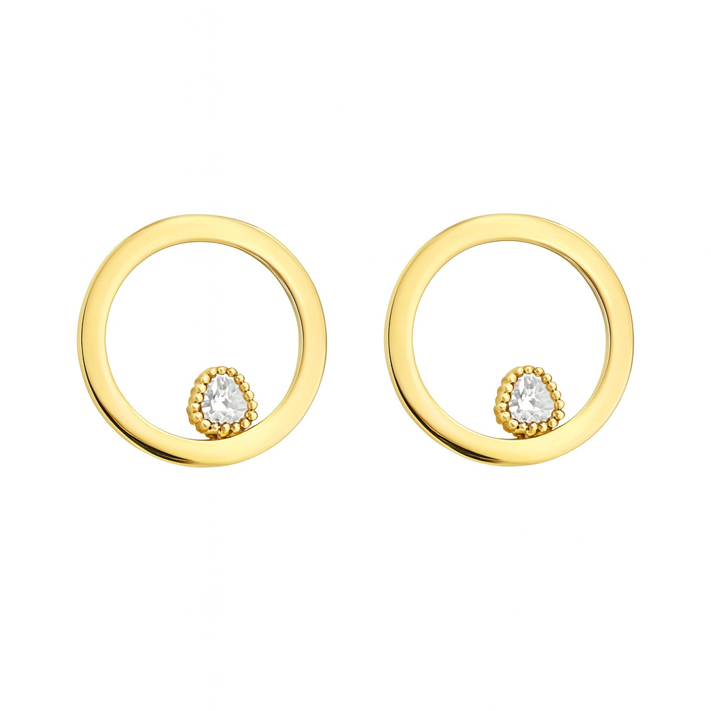 Golden Crystal Orbit Earrings - B376