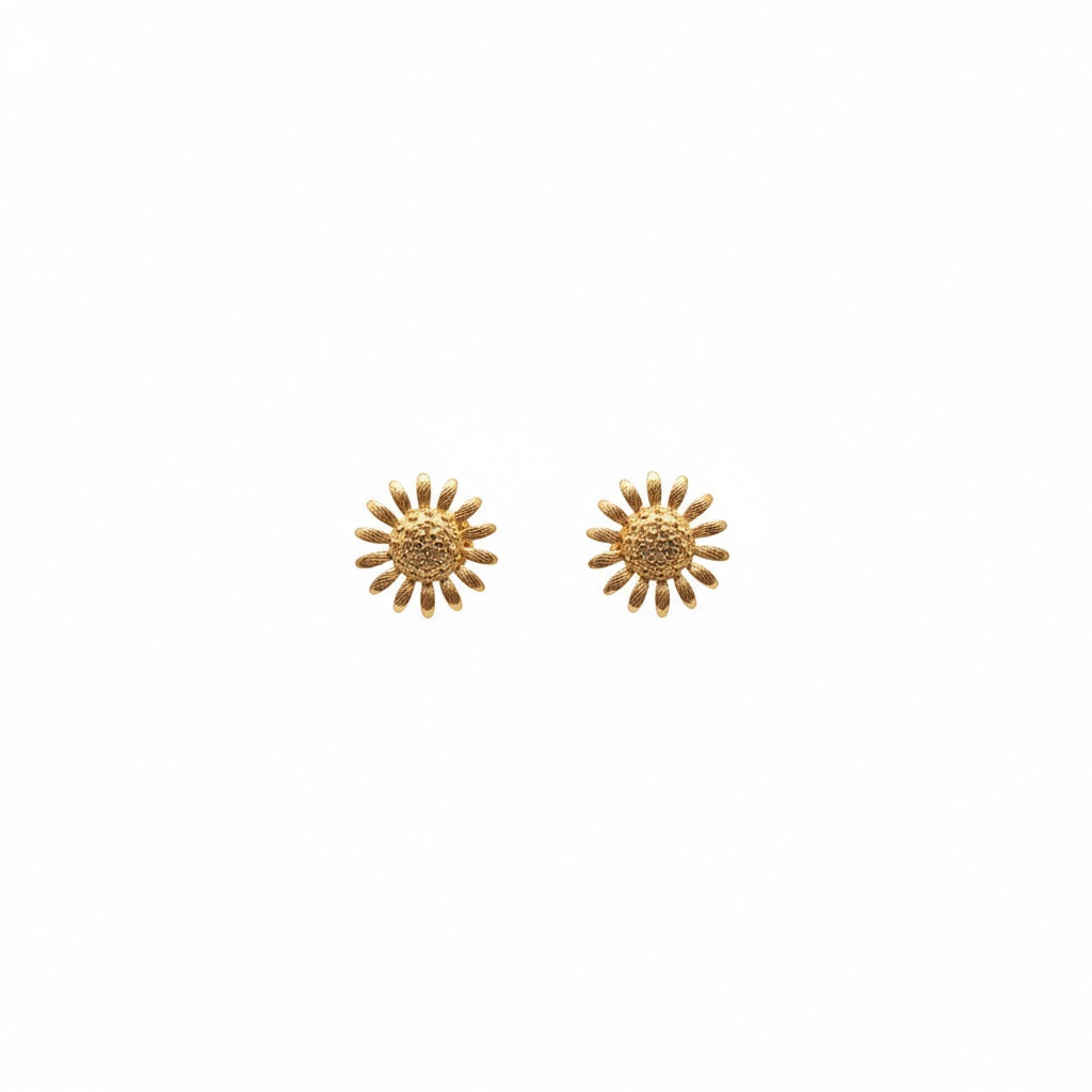 Golden Daisy Sparkle Stud Earrings - B706