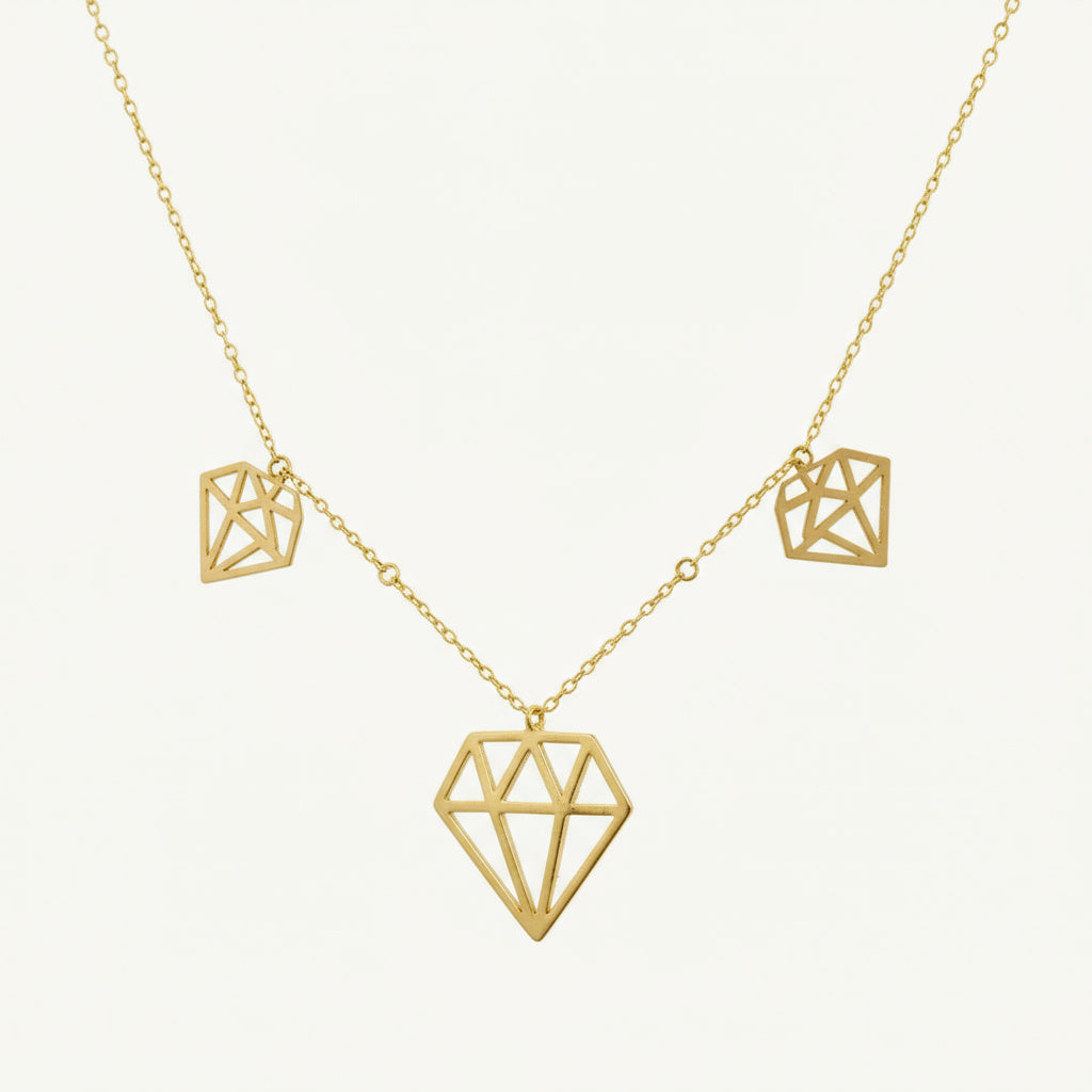 Golden Diamond Charm Necklace - B221