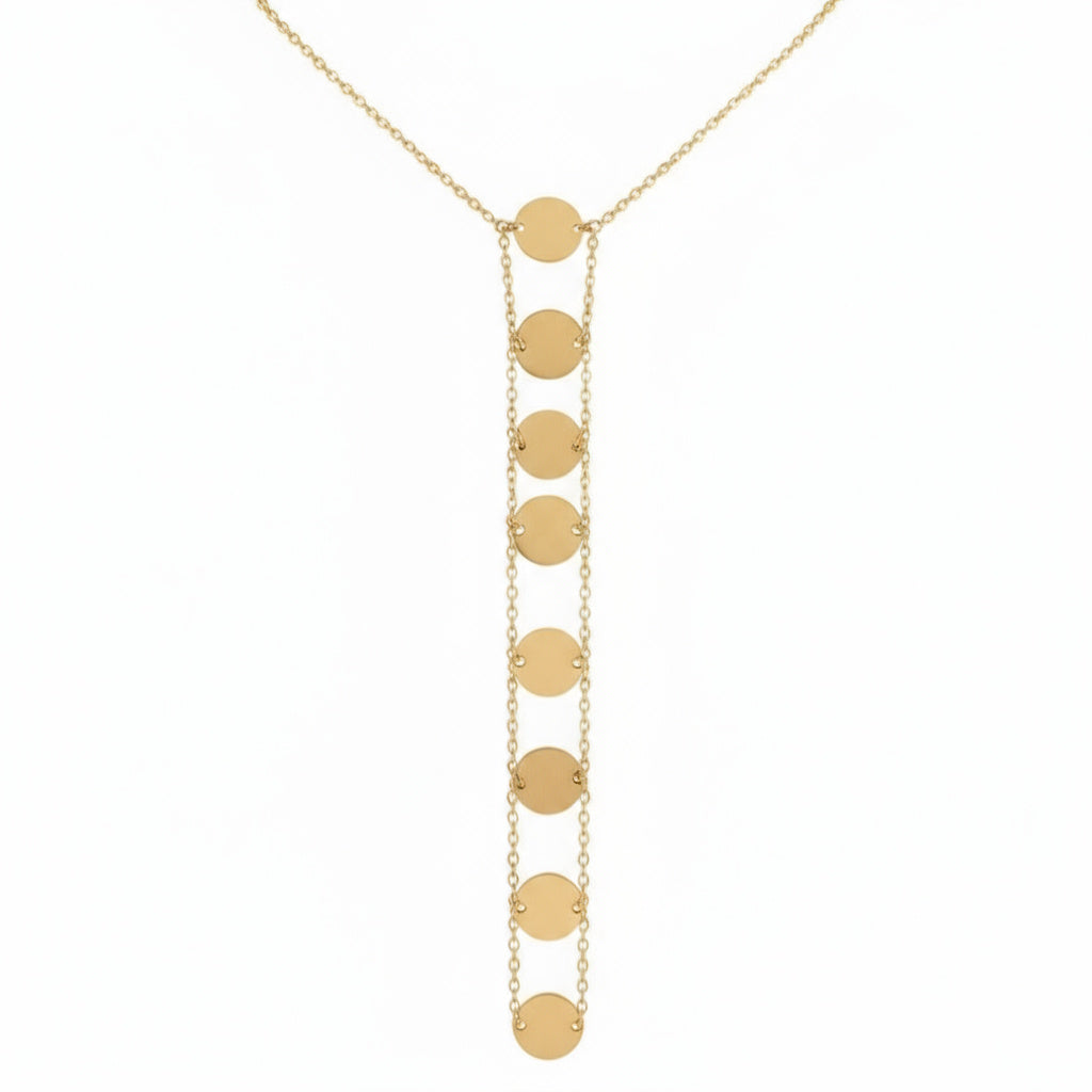 Golden Disc Layered Necklace - B235