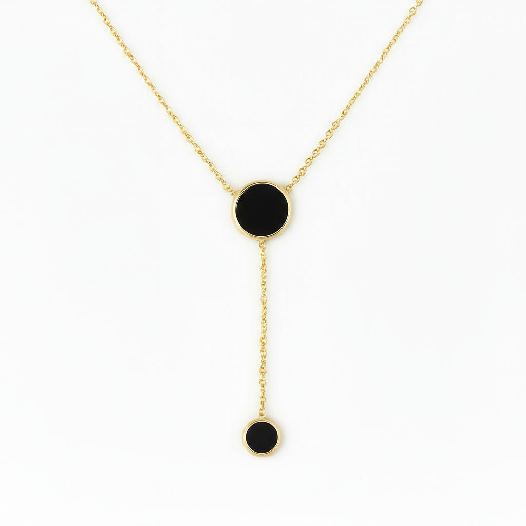 Golden Eclipse Double Pendant Necklace - B216