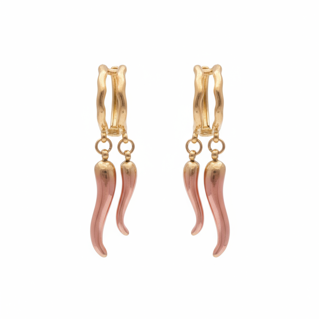 Golden Flame Dangle Earrings - B694