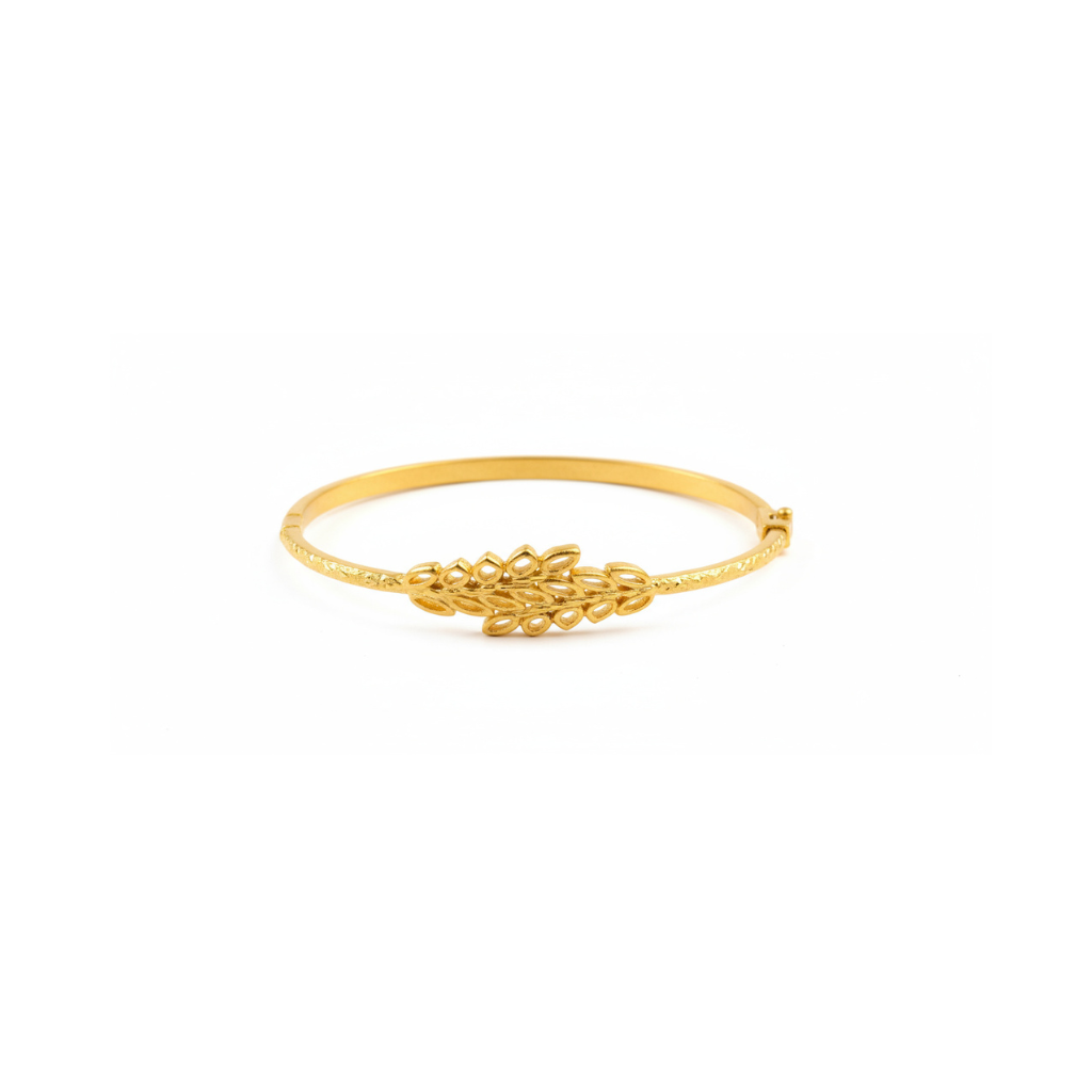 Golden Floral Leaf Bracelet - B009