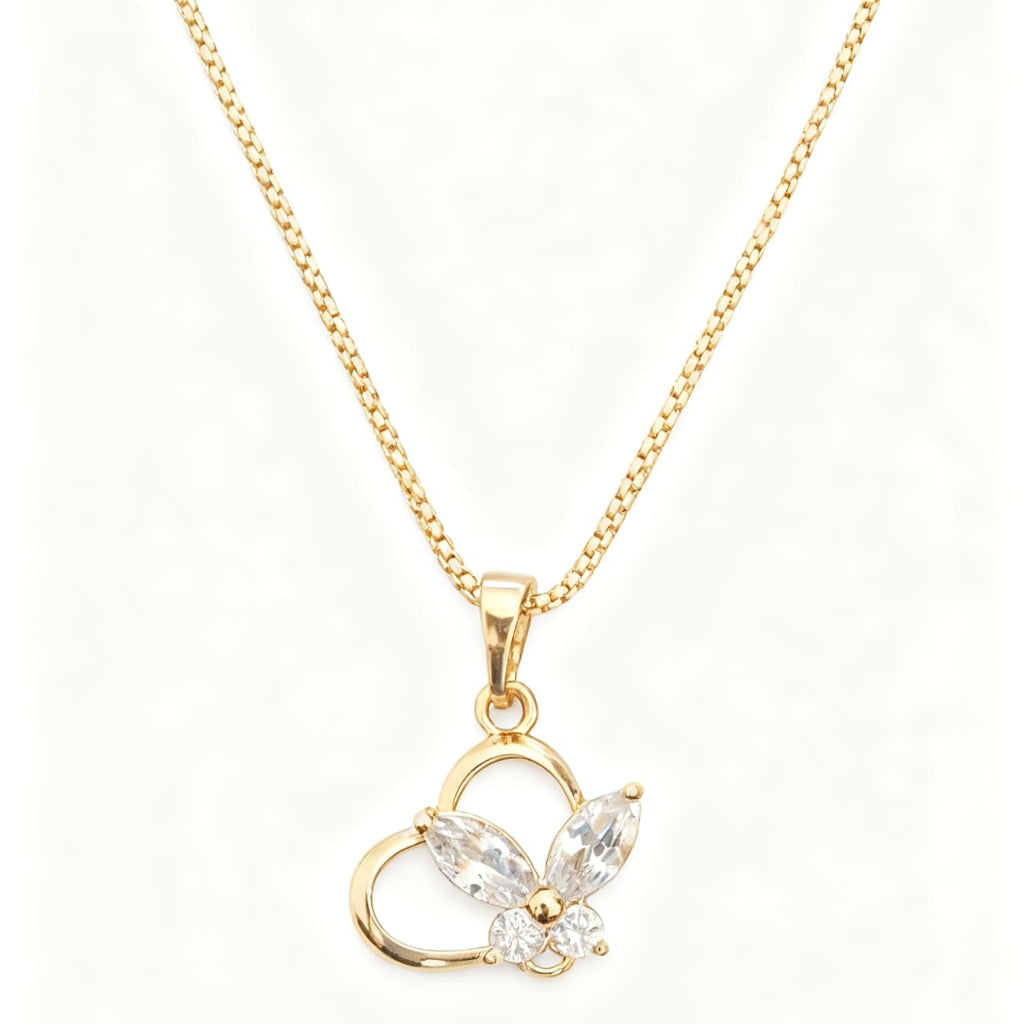 Golden Flutter Heart Pendant - B246